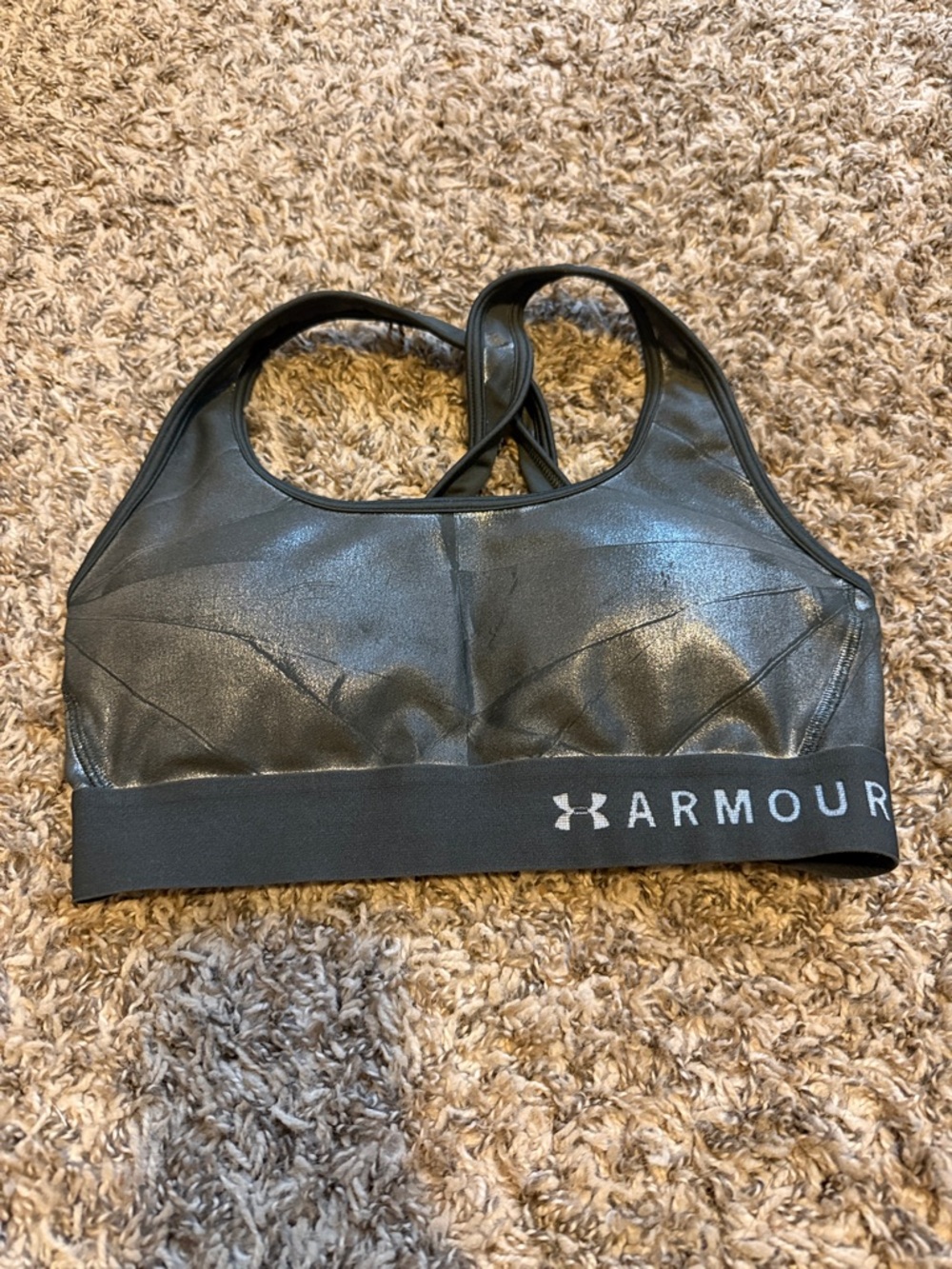 Under Armour Metallic Black Racerback Sports Bra